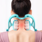Massaggiatore Manuale a Rulli Collo e Corpo – Attrezzo a 6 Rulli per Cervicale, Spalle e Schiena con Piastra Gua Sha in Cristallo | Relax e Anti-Tensione