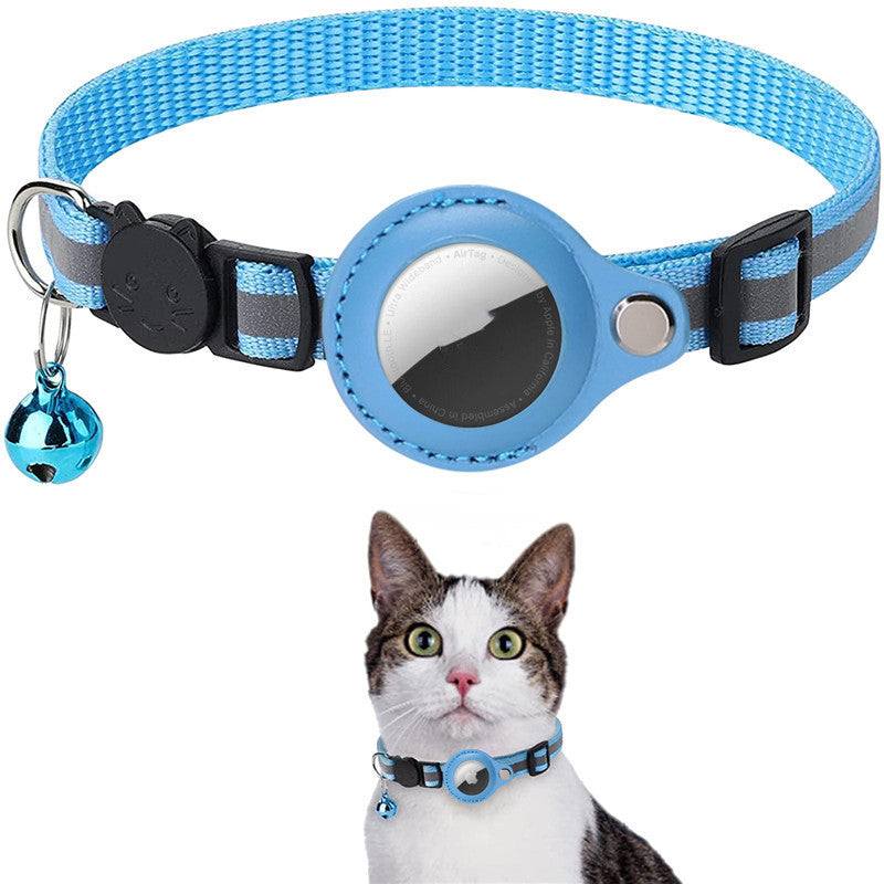 Reflective Pet Collar with Tracker Holder — Adjustable Cat & Dog Collar