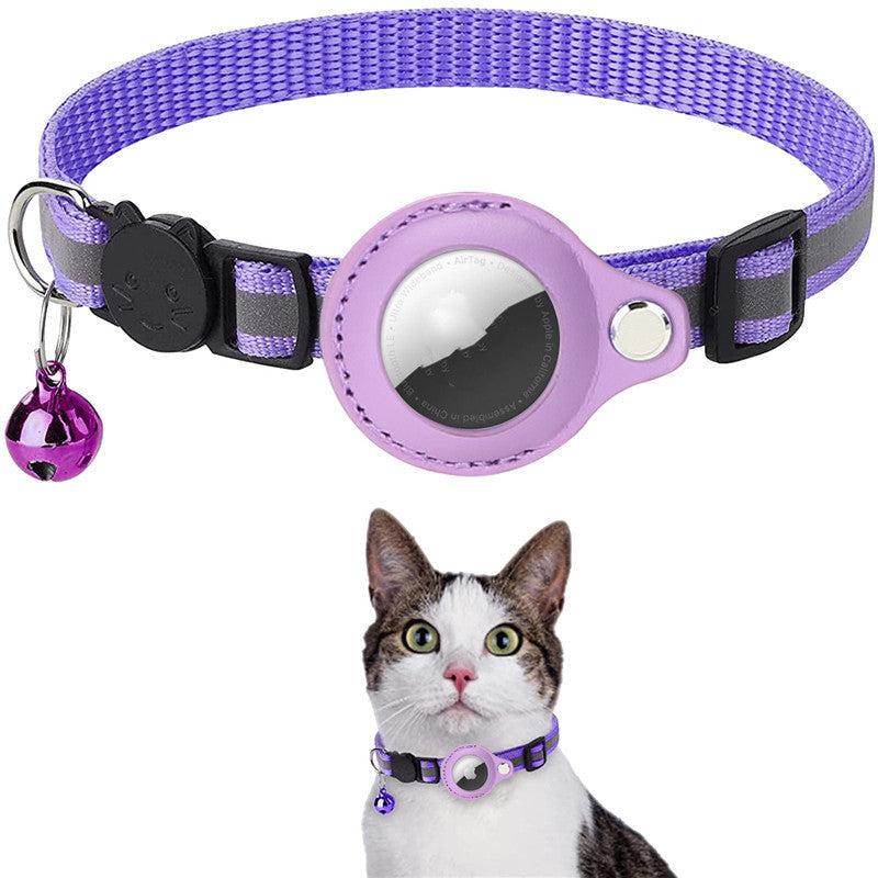 Reflective Pet Collar with Tracker Holder — Adjustable Cat & Dog Collar