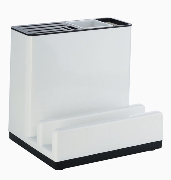 Kitchen Countertop Organizer Rack — All-in-One Holder for Knives, Cutting Boards, Pot Lids & Utensils