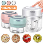 Mini hachoir électrique à ail sans fil – 3 coloris (blanc, vert, rose), 100/250 ml