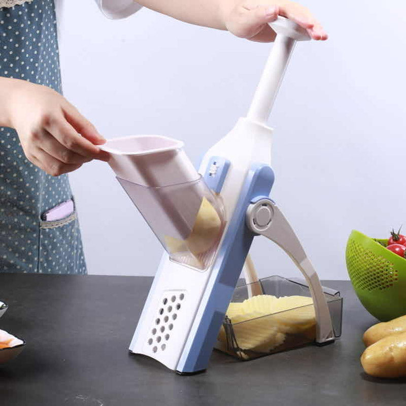Mandoline Slicer – Safe Upright Vegetable Cutter with Hand Guard, Adjustable Thickness Dial & Catch Container | Slice, Julienne, Shred