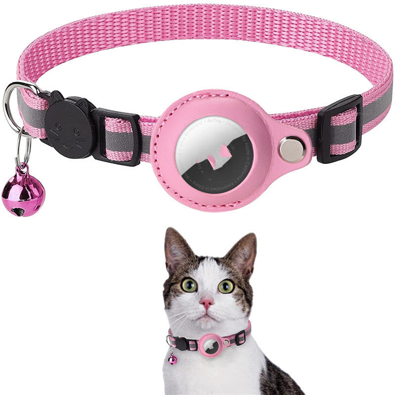 Reflective Pet Collar with Tracker Holder — Adjustable Cat & Dog Collar