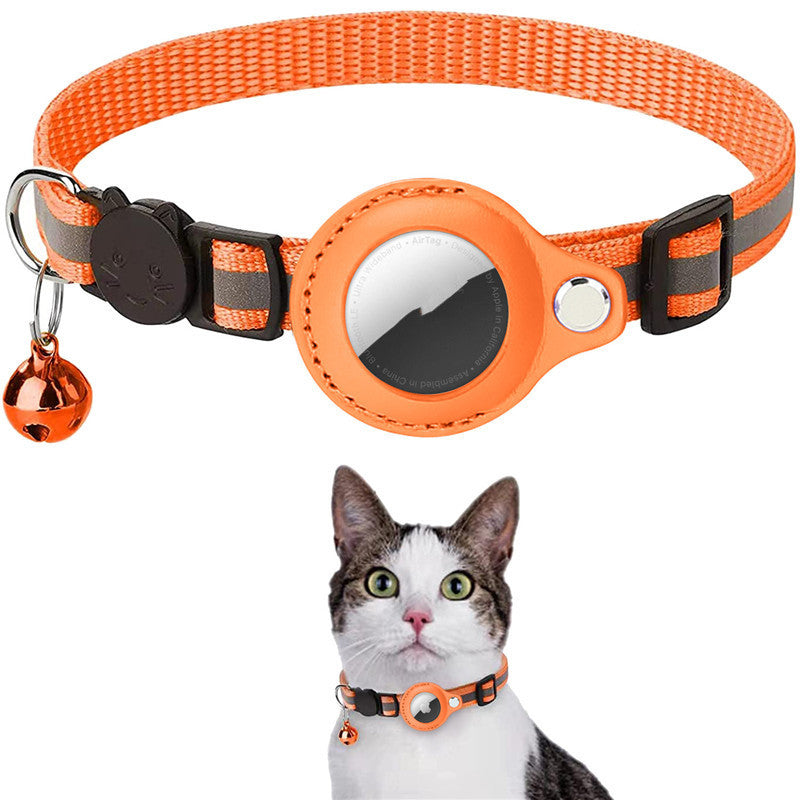 Reflective Pet Collar with Tracker Holder — Adjustable Cat & Dog Collar