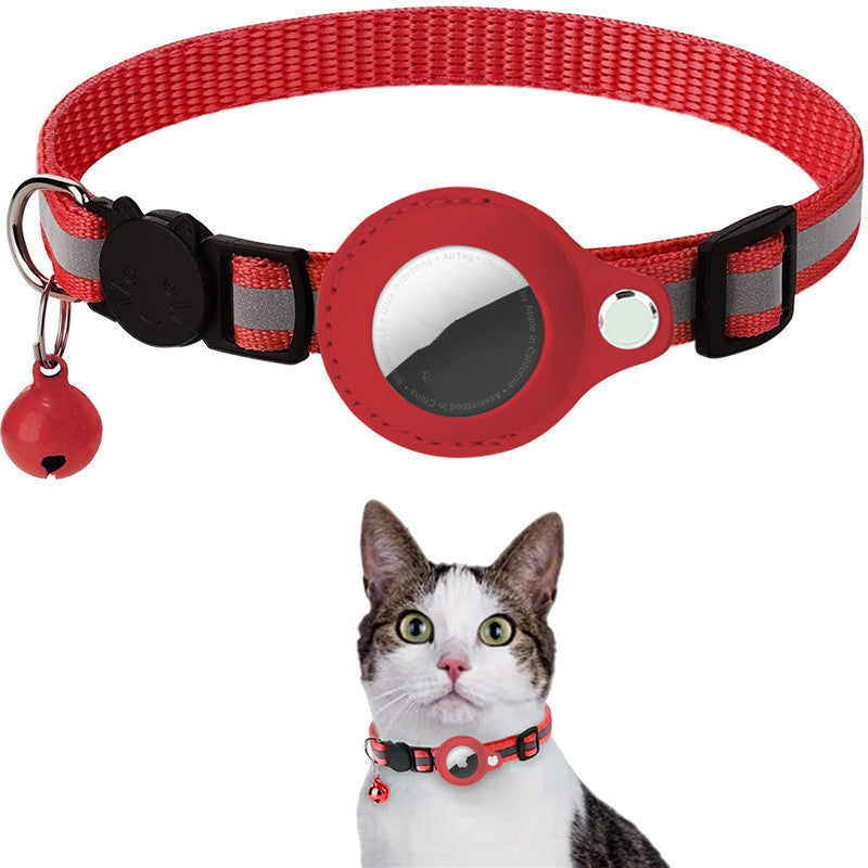 Reflective Pet Collar with Tracker Holder — Adjustable Cat & Dog Collar