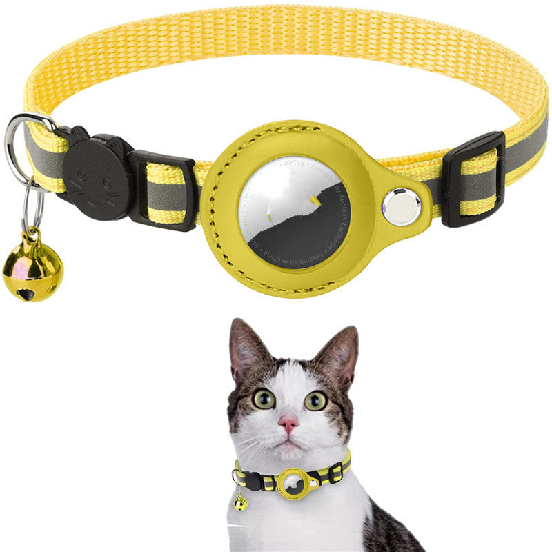Reflective Pet Collar with Tracker Holder — Adjustable Cat & Dog Collar