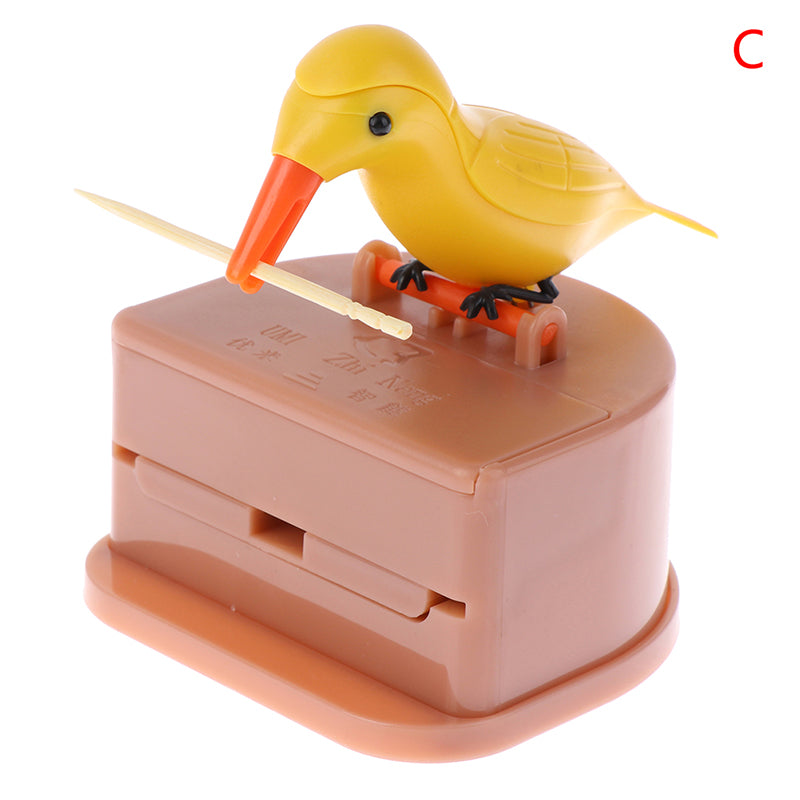 Cute Bird Toothpick Dispenser — Automatic Push-Up Toothpick Holder for Table & Kitchen