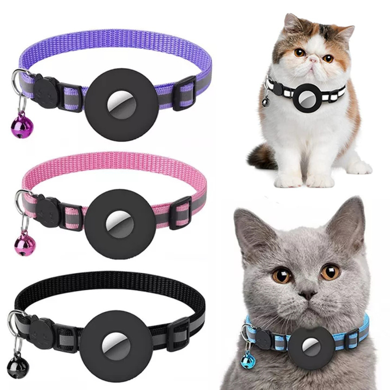 Collare Riflettente per Cani e Gatti — Regolabile con Custodia Porta-Tracker Bluetooth | Anti-Smarrimento, Nylon Resistente
