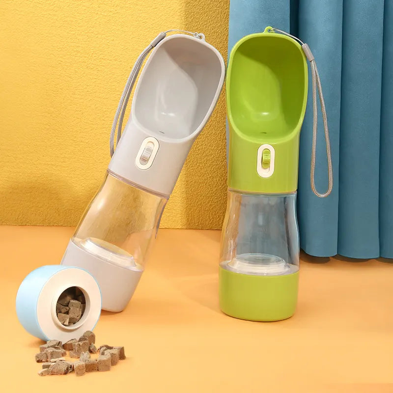 3-in-1 Portable Dog Water Bottle – Travel Pet Dispenser with Foldable Drinking Bowl & Food Container | Leak-Proof, BPA-Free