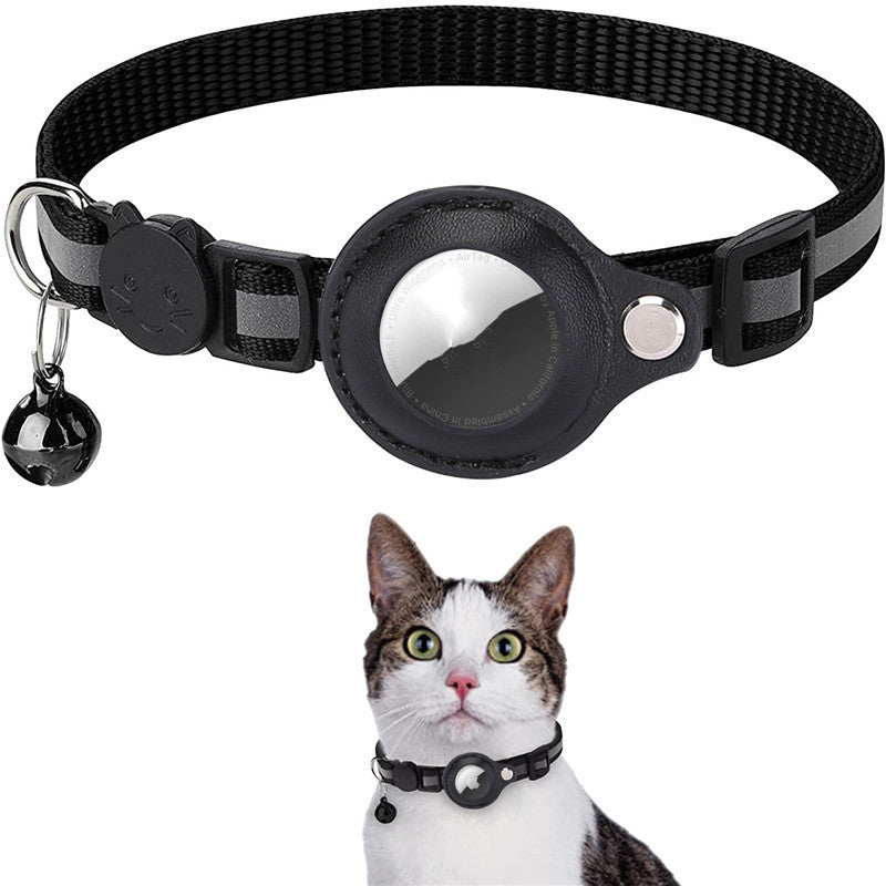 Reflective Pet Collar with Tracker Holder — Adjustable Cat & Dog Collar