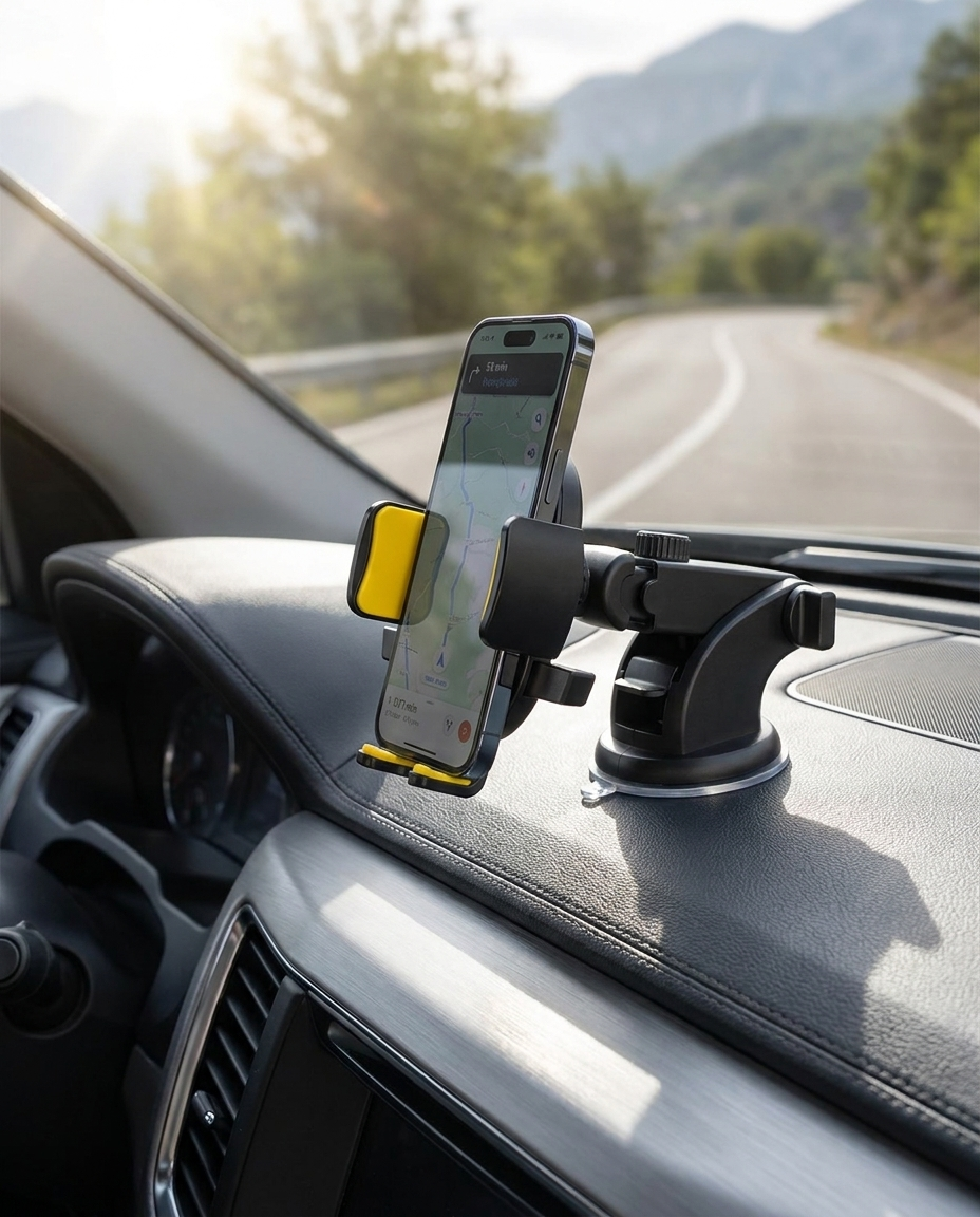 Support téléphone voiture — sur tableau de bord