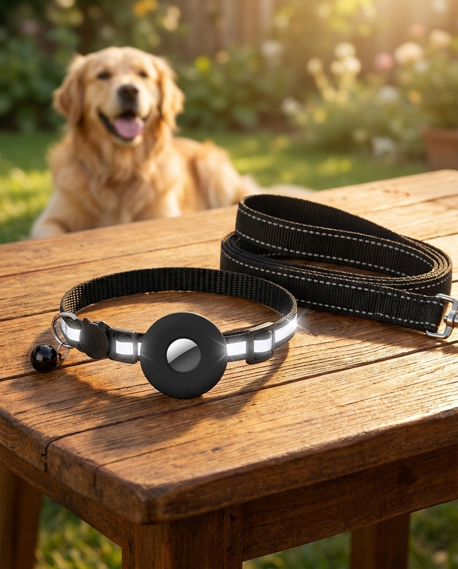 Collier réfléchissant pour chien — en situation