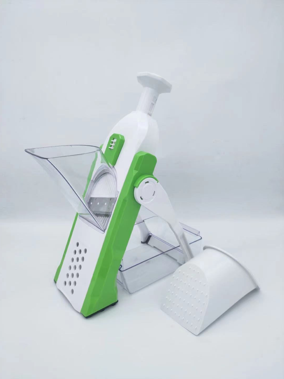 Mandoline Slicer – Safe Upright Vegetable Cutter with Hand Guard, Adjustable Thickness Dial & Catch Container | Slice, Julienne, Shred