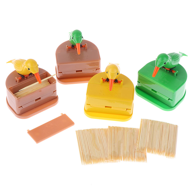 Cute Bird Toothpick Dispenser — Automatic Push-Up Toothpick Holder for Table & Kitchen