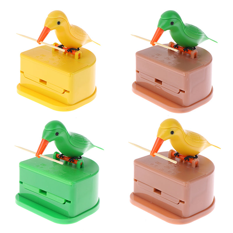 Cute Bird Toothpick Dispenser — Automatic Push-Up Toothpick Holder for Table & Kitchen