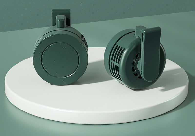 Mini ventilateur de cou sans pales avec miroir — vert