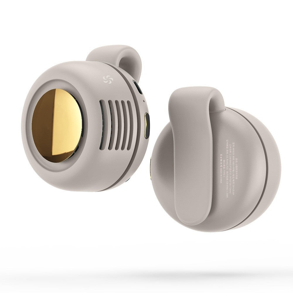 Ventilateur de cou portable blanc cassé — face miroir et arrière
